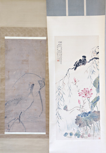 Appraisal: CHINESE SCROLLS Two scrolls th C one by Ting Baoshu