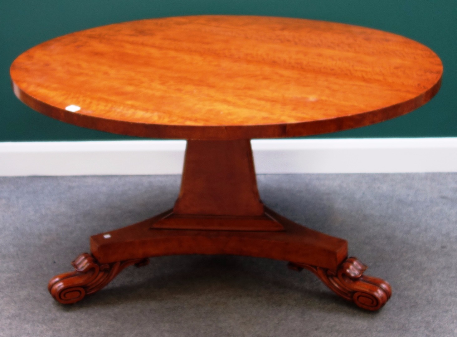 Appraisal: A William IV satinwood centre table the circular snap top