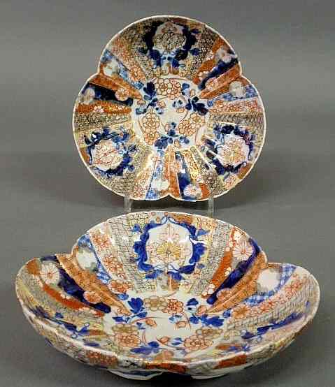 Appraisal: Pair of Imari lobed bowls th c h x w