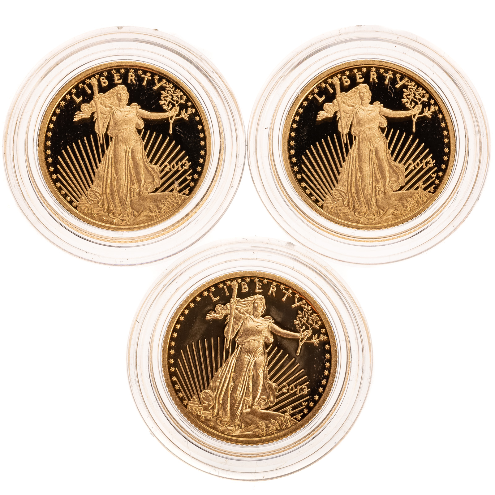 Appraisal: THREE - W OZ GOLD PROOF AMERICAN EAGLE A small