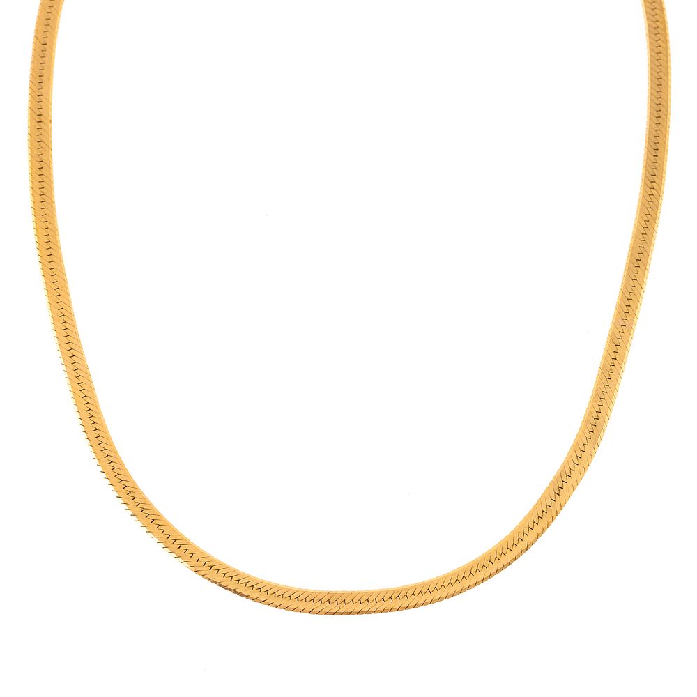 Appraisal: An Inch Herringbone Chain Necklace in K K yellow gold