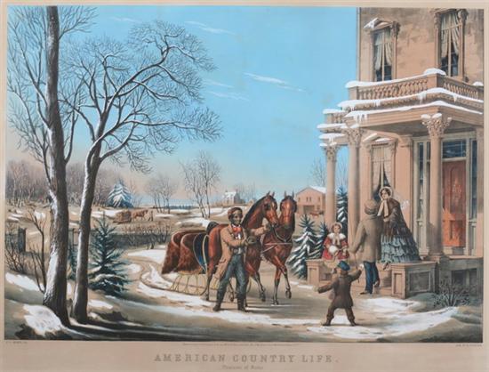 Appraisal: NATHANIEL CURRIER AMERICAN COUNTRY LIFE PLEASURES OF WINTER Hand-colored lithograph