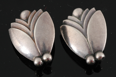 Appraisal: A pair of silver earrings by Georg Jensen The sterling