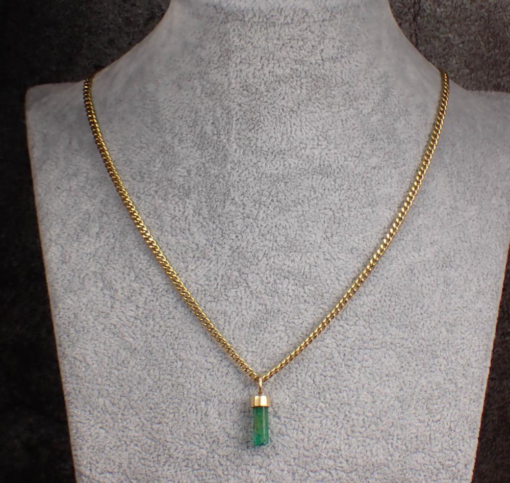 Appraisal: COLOMBIAN EMERALD AND EIGHTEEN KARAT GOLD NECKLACE with a k