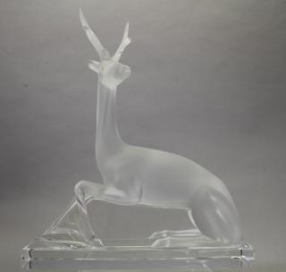 Appraisal: Lalique Crystal Figure of a Reclining Deer Lalique Crystal Figure