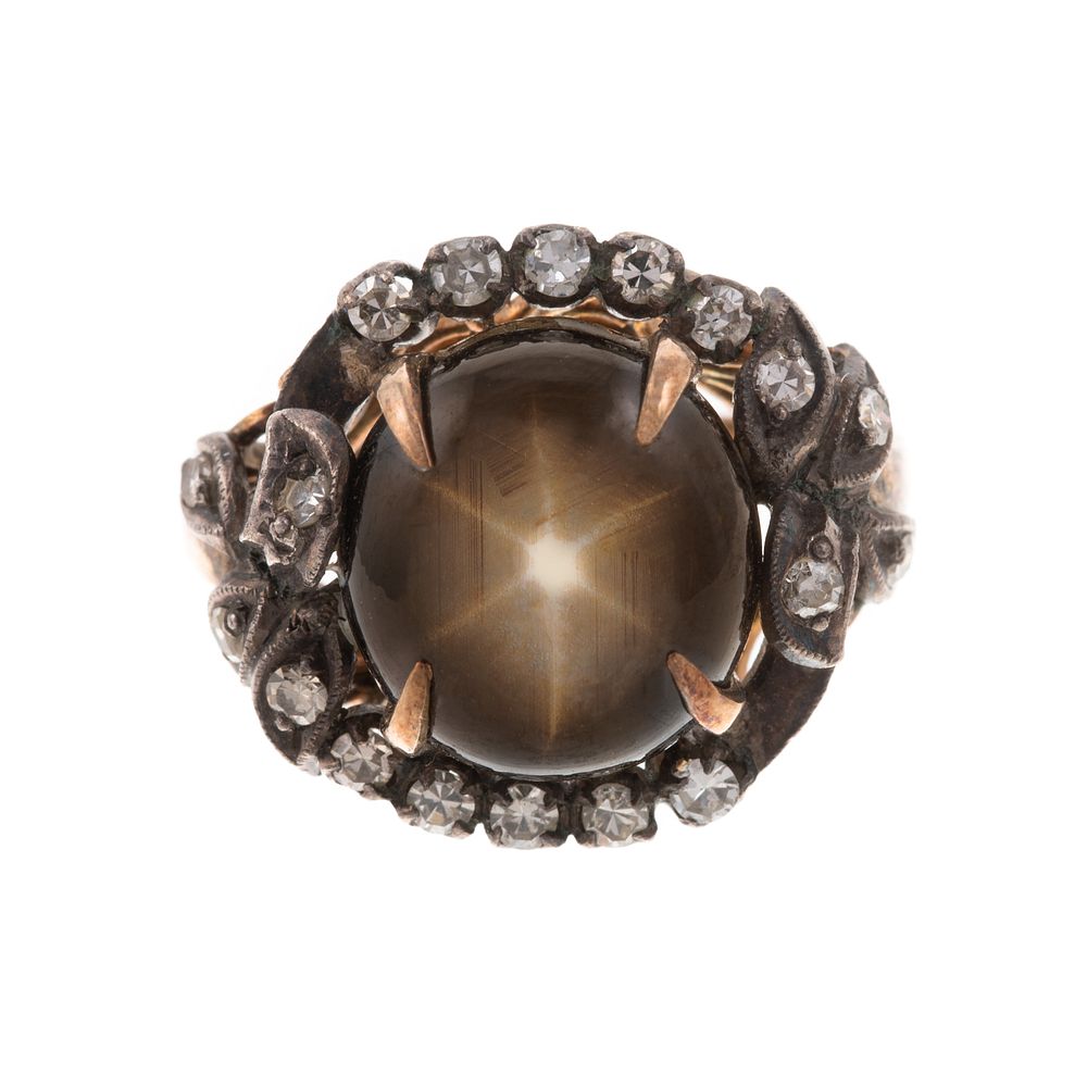 Appraisal: An Antique K Black Star Sapphire Diamond Ring K yellow