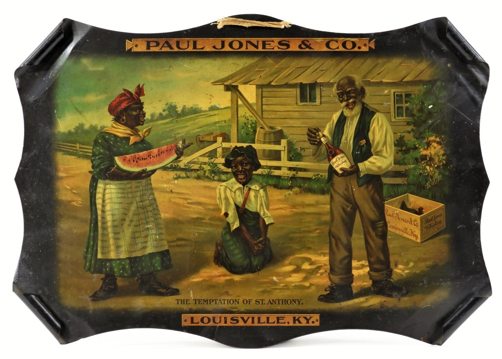 Appraisal: BLACK AMERICANA PAUL JONES CO TIN TRADE SIGN United States