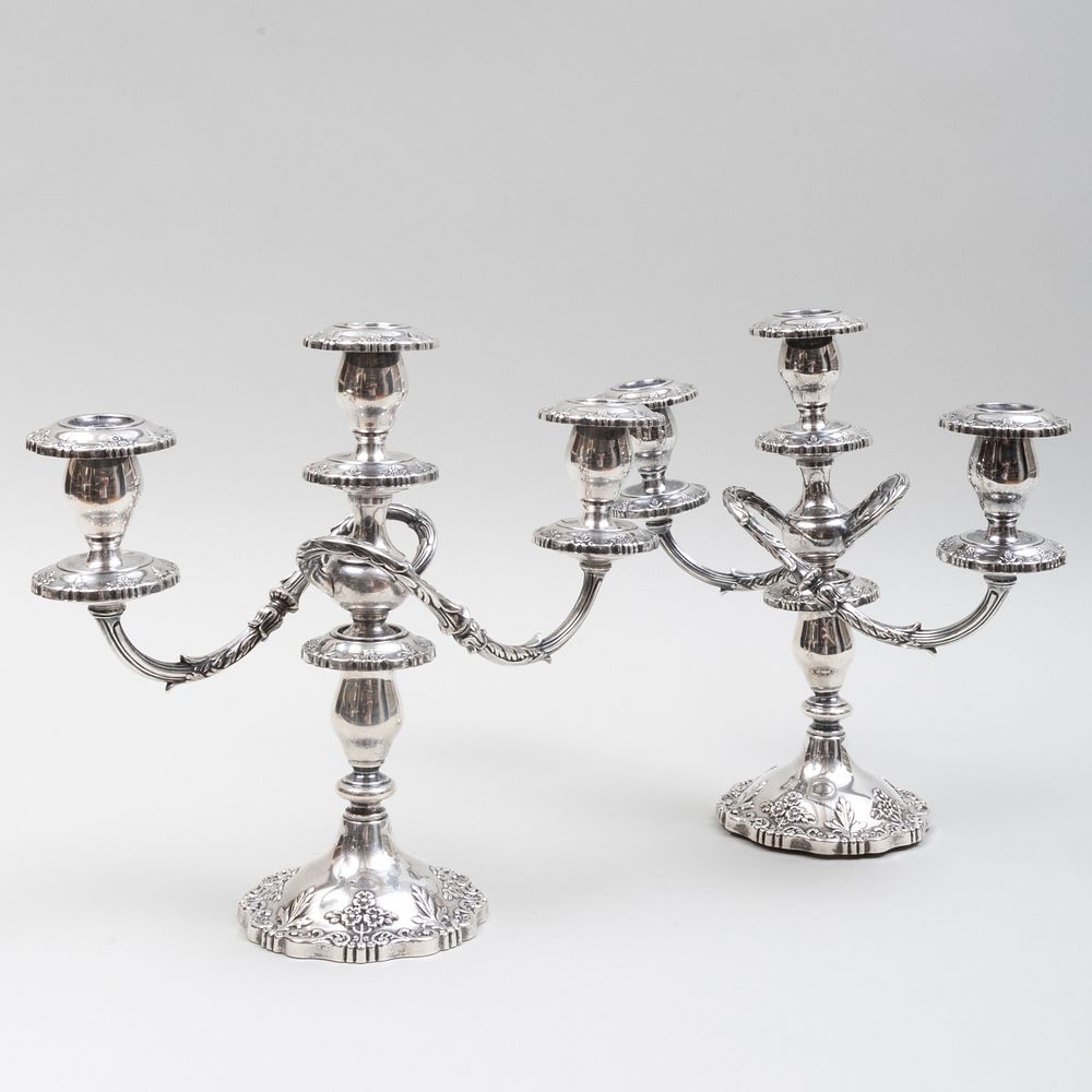 Appraisal: Pair of American Silver Three Light Candelabra Marked 'Sterling' together