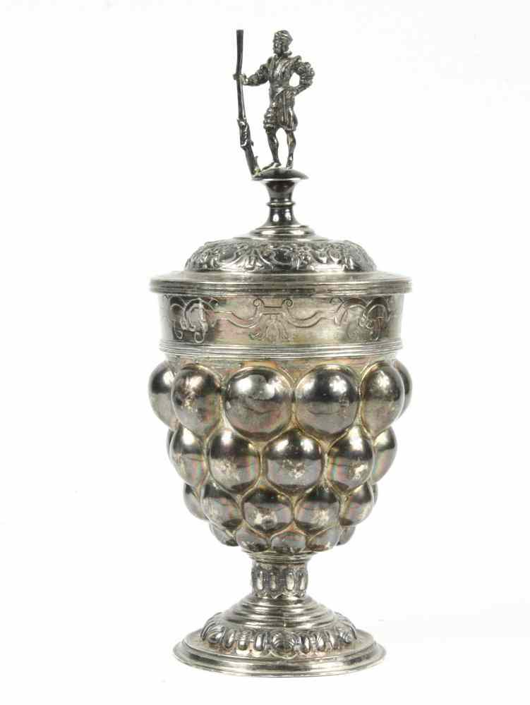 Appraisal: COVERED SILVER CHALICE - Hanau Silver Chalice with English import