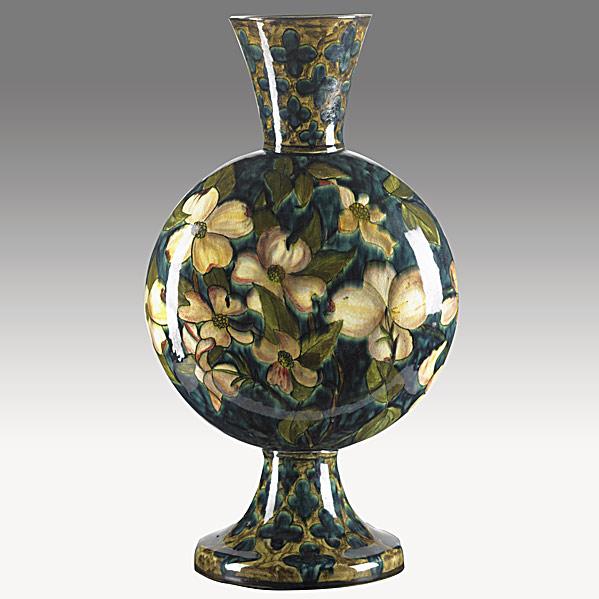 Appraisal: JOHN BENNETTFooted pillow vase with dogwood blossomsMinute fleck to rimJ