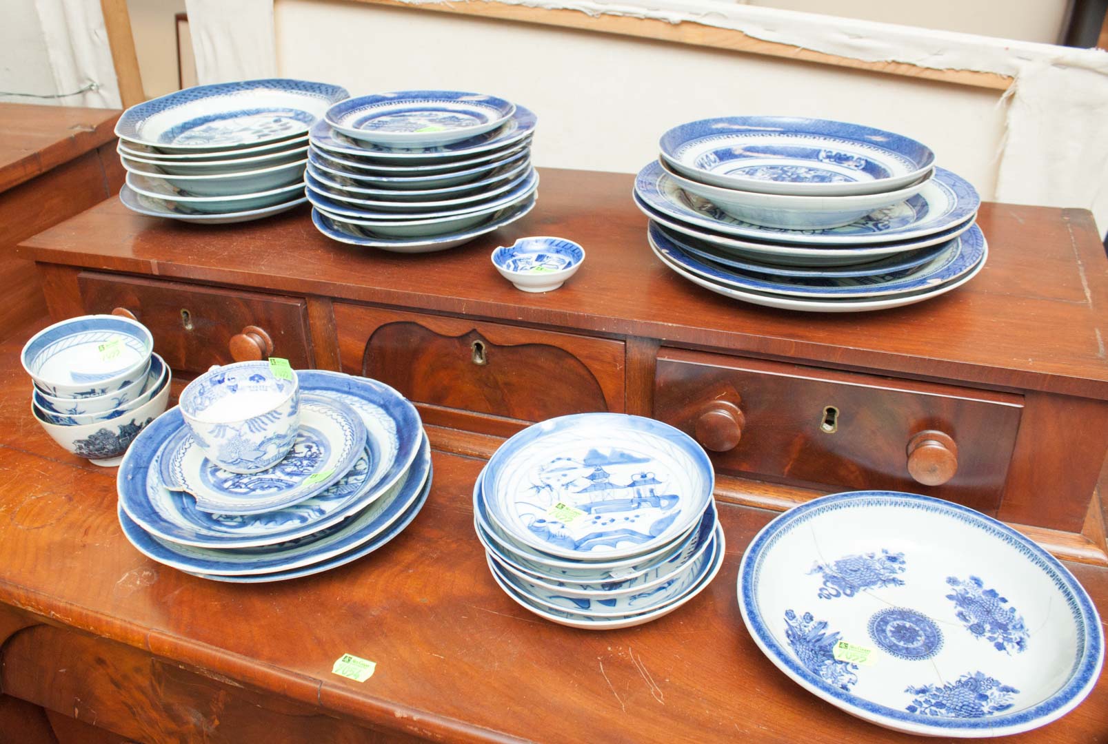 Appraisal: Assorted Canton blue and white china as is