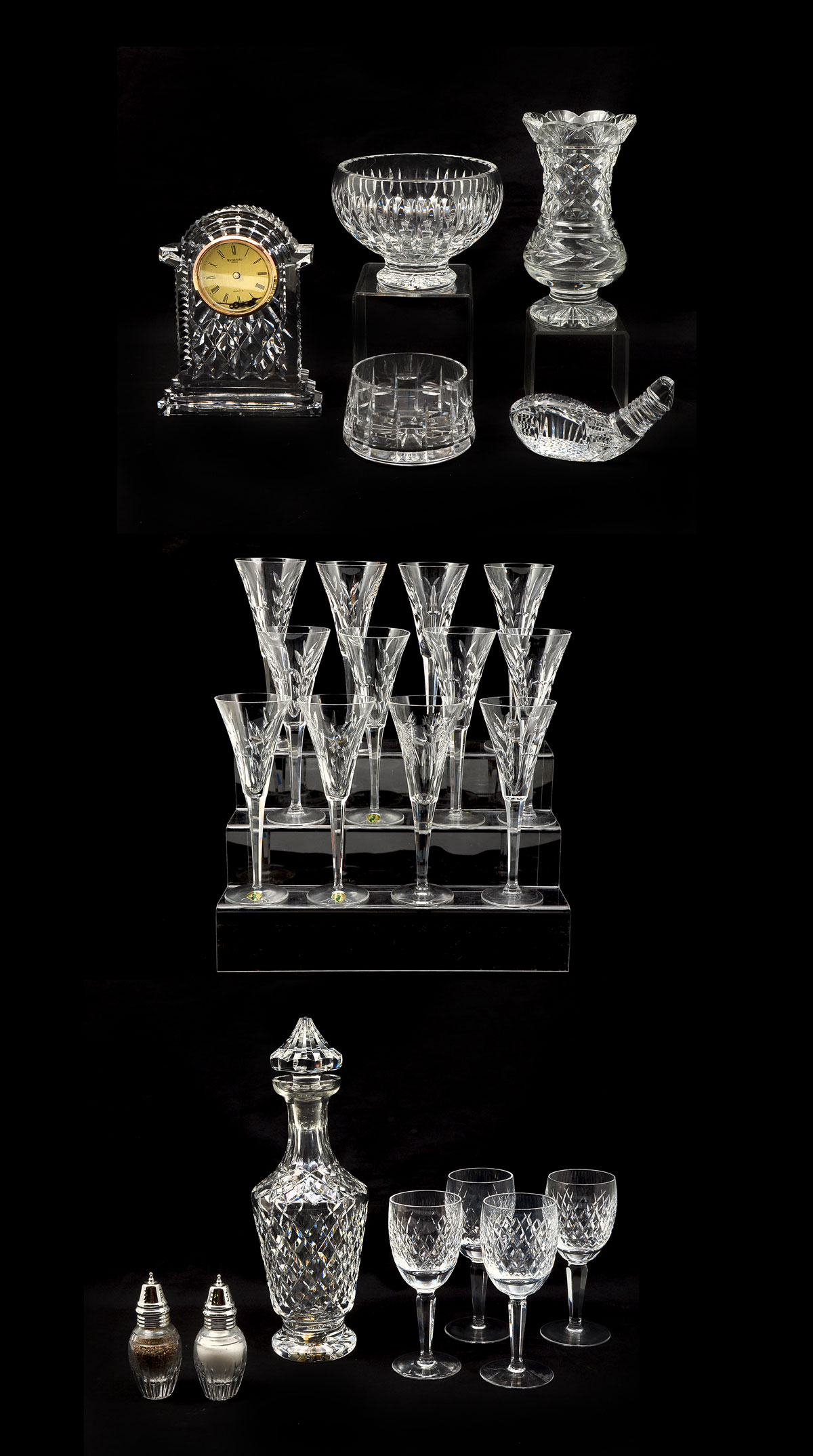 Appraisal: PC WATERFORD GLASS COLLECTION Comprising pc decanter set pc Salt