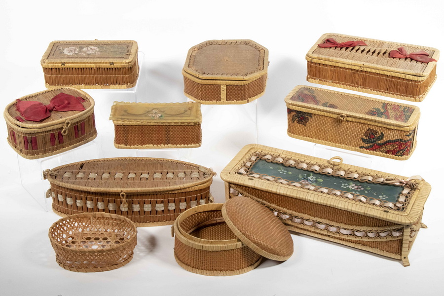 Appraisal: SMALL DECORATIVE BASKETS Collection of Vintage Small Storage Baskets mainly