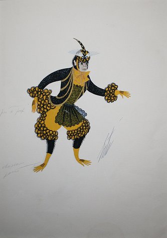 Appraisal: ORIGINAL ERTE GOUACHE OF A MONKEY IN COSTUME '' x