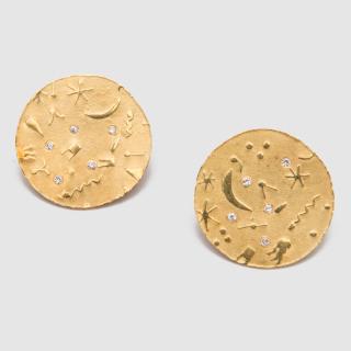 Appraisal: K Yellow Gold and Diamond Earrings K Yellow Gold and