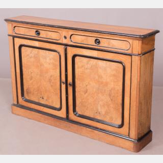 Appraisal: A Biedermeier Style Blonde Walnut and Ebonized Trim Shallow Cabinet