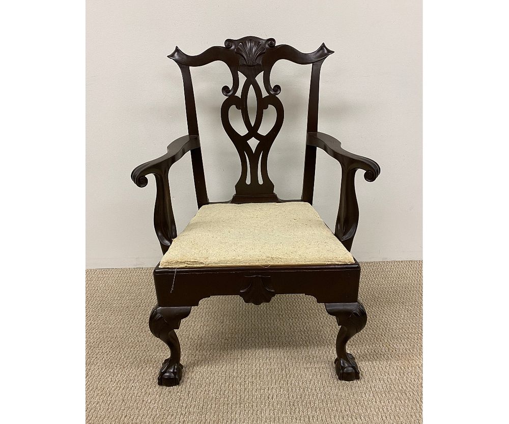 Appraisal: Fine Philadelphia Bench Made Armchair Fine Philadelphia Chippendale style bench