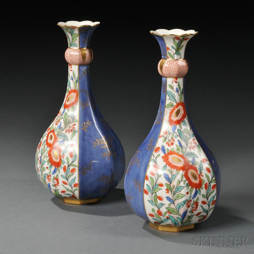 Appraisal: Pair of Royal Worcester Porcelain Vases England early th century