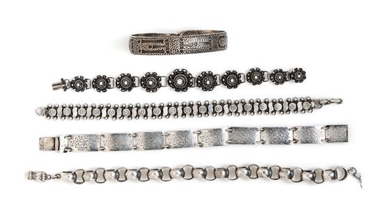 Appraisal: Sale Lot A Collection of Silver Bracelets Boliden silver link