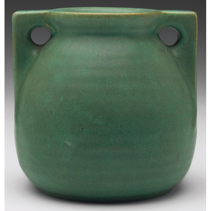 Appraisal: Teco vase double handled shape covered in a good green