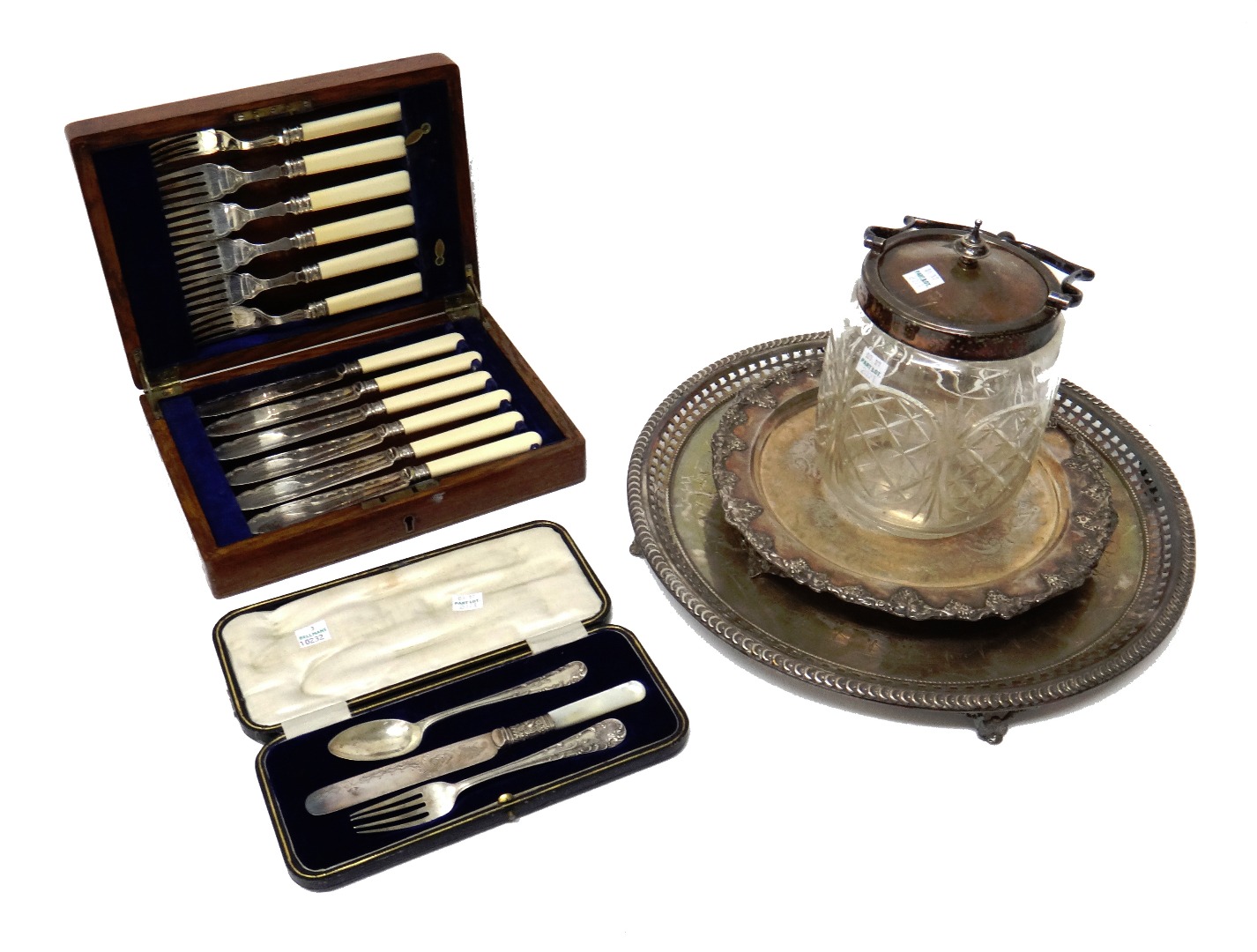 Appraisal: Silver and silver mounted wares comprising a Victorian circular tobacco