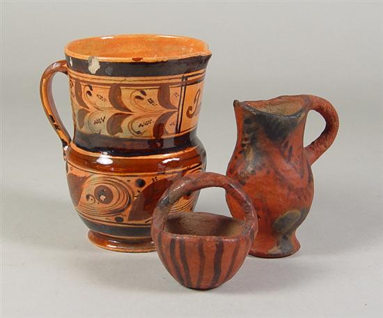 Appraisal: Three Pieces of Mexican Pottery th Century Descended in the