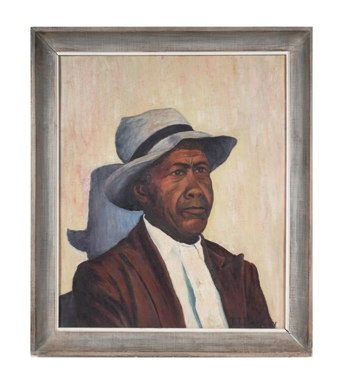 Appraisal: Oil on canvas panel portrait of an African American man