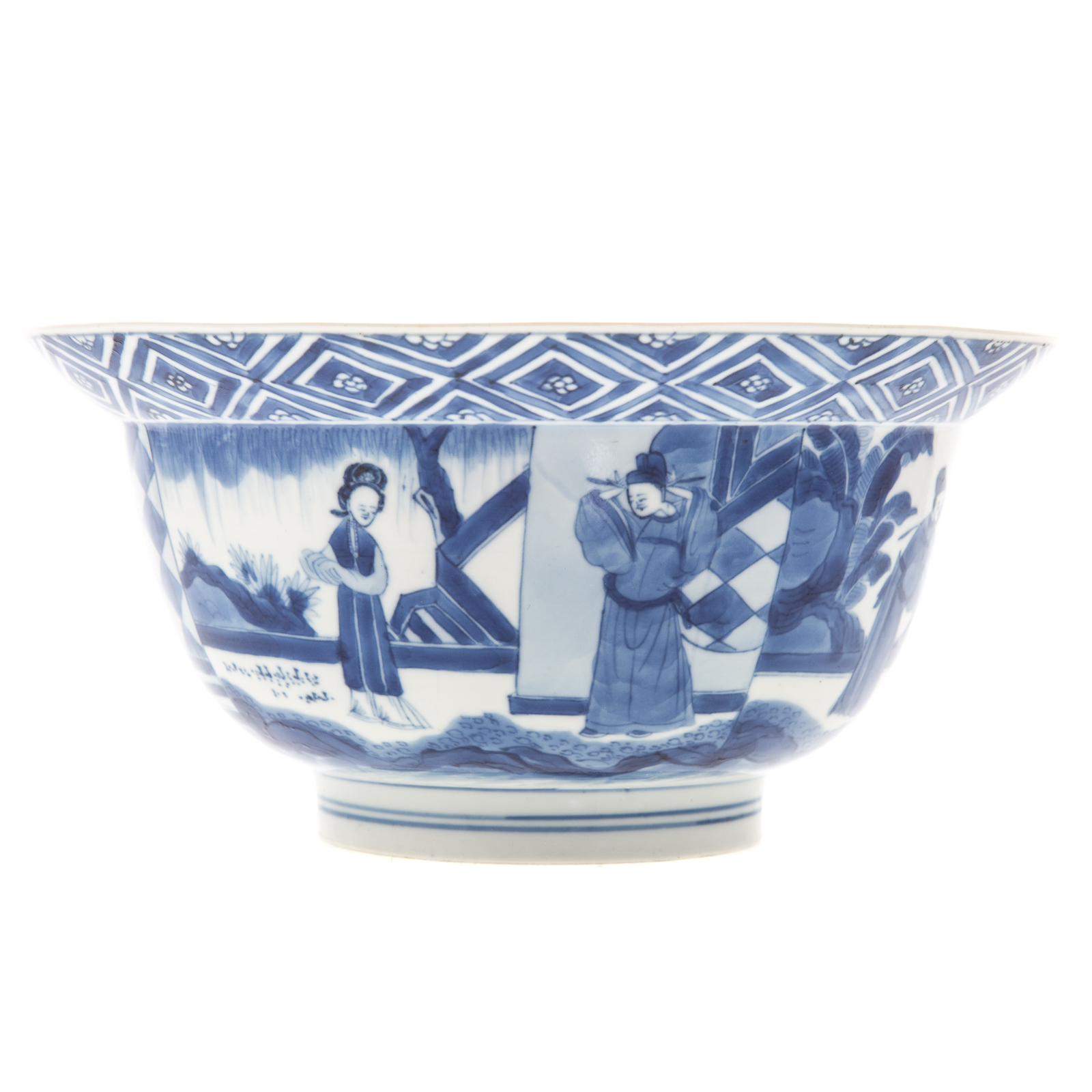 Appraisal: CHINESE EXPORT FLARED TOP BLUE WHITE BOWL Kang Xi circa