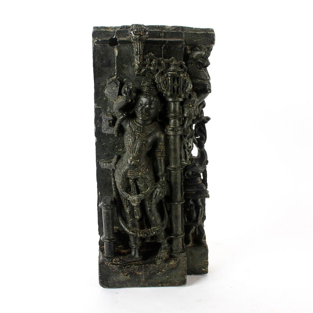 Appraisal: TH C INDIAN BLACK STONE TEMPLE FACADE PALA DYNASTY Carved