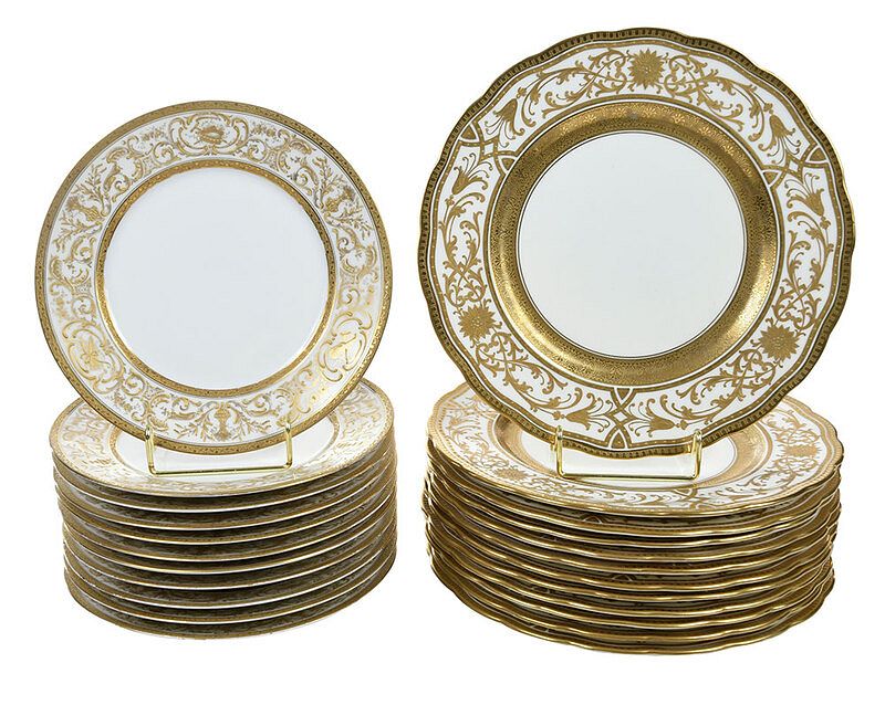 Appraisal: Two Sets of Gilt Decorated Porcelain Plates French English early