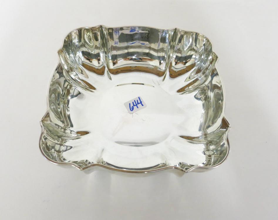 Appraisal: ITALIAN FINE SILVER BOWL squared form with scalloped rim and