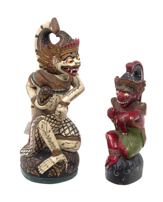 Appraisal: Sale Lot Two Balinese Carved and Painted Wood Figures th