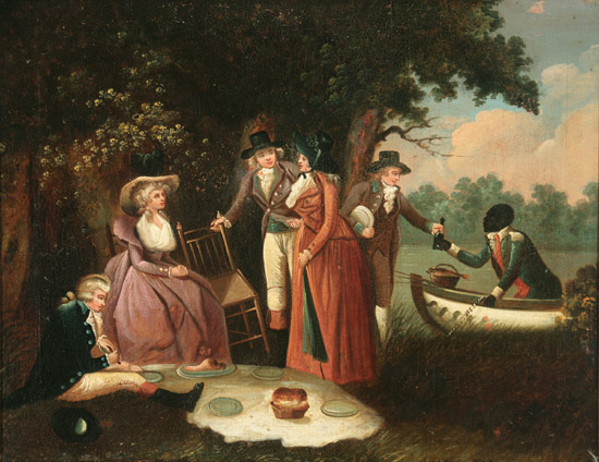 Appraisal: British or American School th- th Century Picnic Beside a