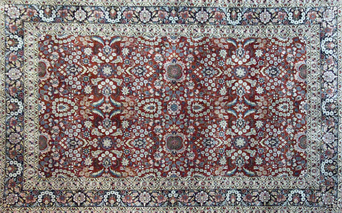 Appraisal: th Centrury persian silk rug with overall floral design on