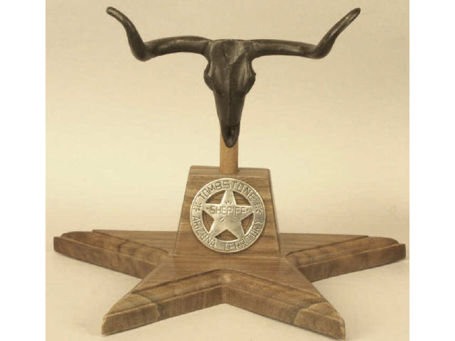 Appraisal: Custom made walnut base and cast metal longhorn pistol display