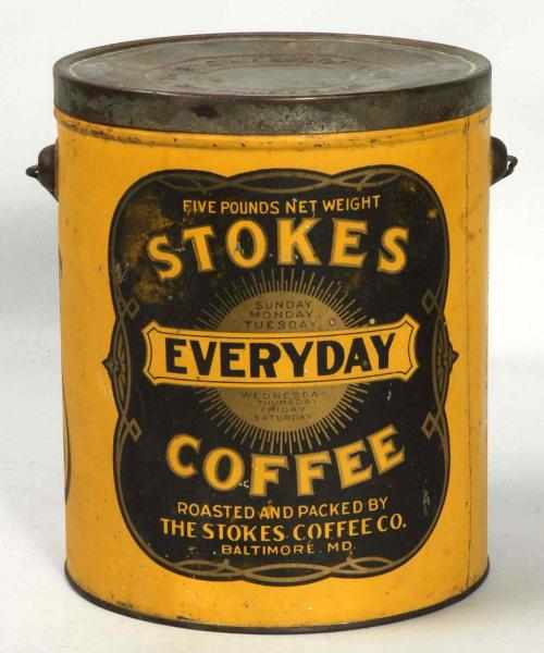 Appraisal: Tin Stoke's Coffee Pail Description Five pound can with original