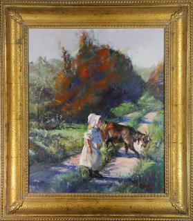 Appraisal: Painting John Cook John Cook American b Girl with Goat