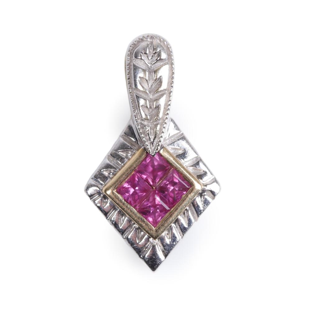 Appraisal: Vintage inspired K yellow and white gold and ruby pendant