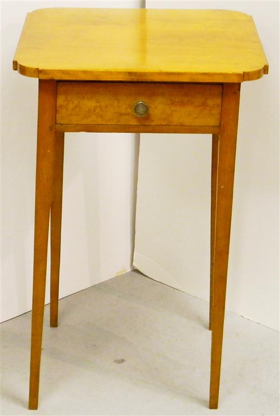 Appraisal: th C figured maple single drawer stand square tapered legs