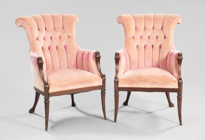 Appraisal: Pair of Edwardian Mahogany Armchairs early th century each with