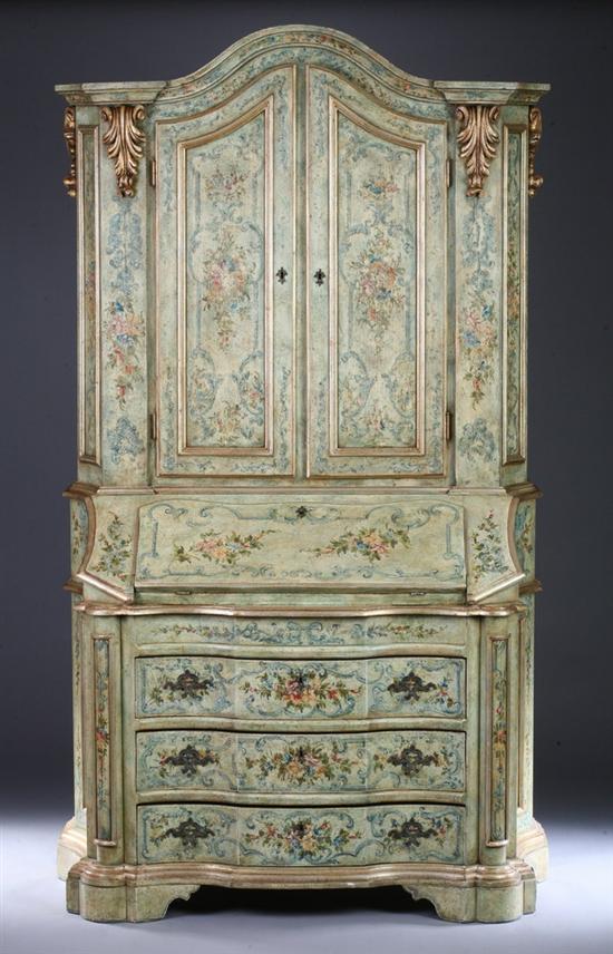 Appraisal: VENETIAN ROCOCO STYLE SECRETARY BOOKCASE CABINET late th century with