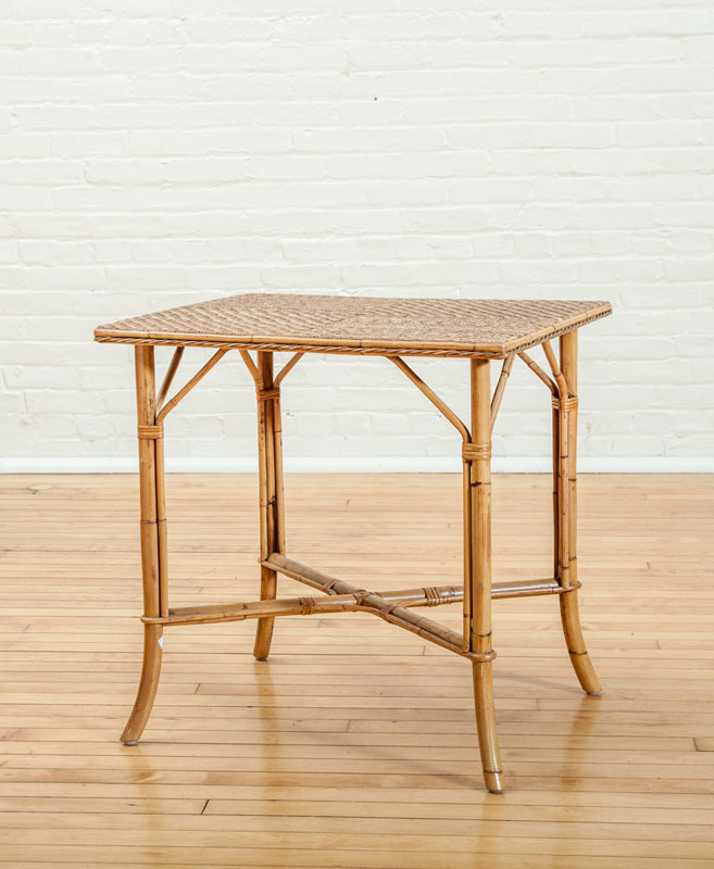 Appraisal: RATTAN SIDE TABLE x x in The Collection of Alan