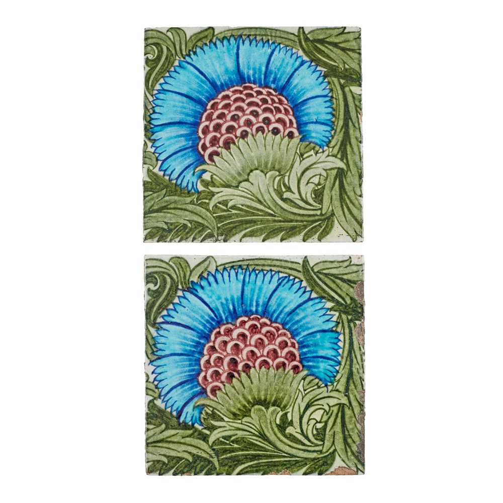 Appraisal: WILLIAM DE MORGAN - PAIR OF INCH 'BBB' TILES DATED