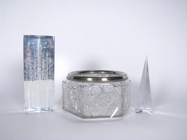 Appraisal: Crystal and Cut glass decor including German crystal Obelisk with