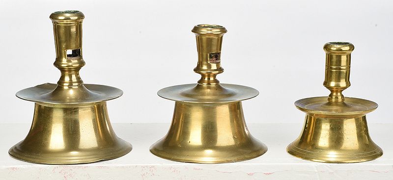 Appraisal: Three Early Continental Candlesticks possibly German or Flemish probably th