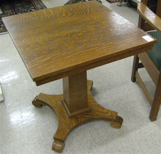 Appraisal: SQUARE OAK LAMP TABLE Empire Revival design American c the