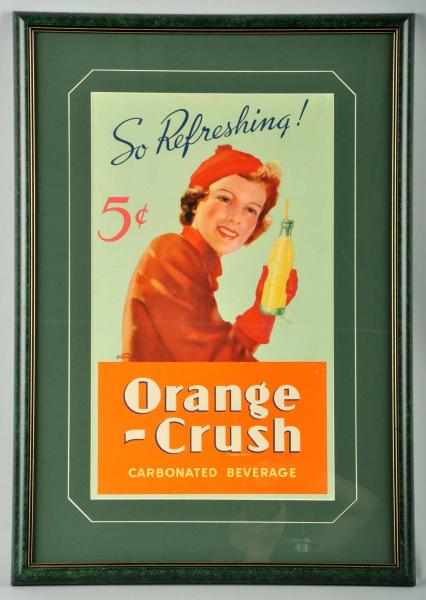 Appraisal: Cardboard Orange Crush Girl with Bottle Sign Description Nicely matted