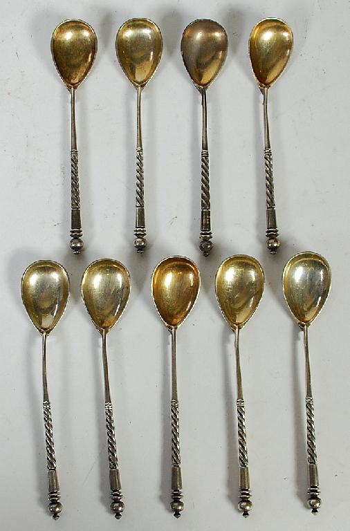 Appraisal: SET OF LATE NINETEENTH CENTURY RUSSIAN SILVER SPOONS with tear