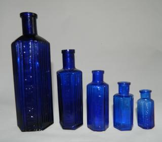 Appraisal: Cobalt poison bottles Poison- cobalt hexagonal all embossed on front