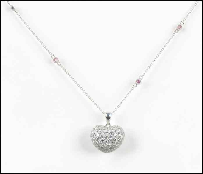 Appraisal: DIAMOND PINK SAPPHIRE AND KARAT WHITE GOLD NECKLACE Comprised of